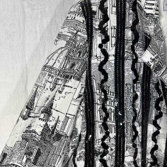 Howard Wolf Vintage Blazer 16 Black White City Scape Sequins Art to Wear Lined - Picture 6 of 16